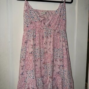 Light Pink Patchwork Floral Maxi Dress with Adjustable Straps Hollister